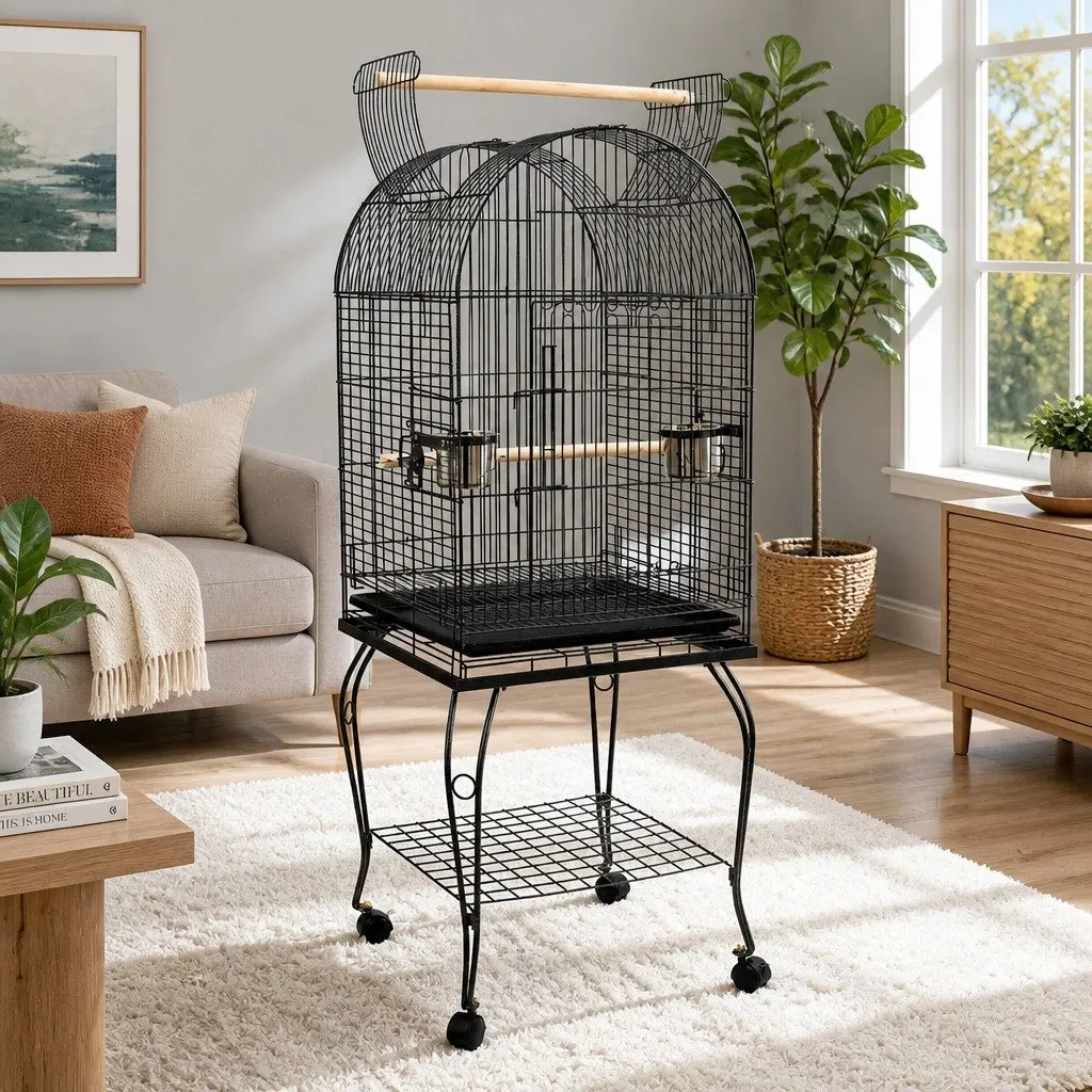 Bird Cage Wrought Iron 150cm Black Dome