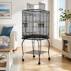 Sturdy Large Bird Cage 145cm Black Wrought Iron Aviary