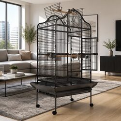 Large Bird Cage 168cm Aviary Open Top Heavy-Duty Wrought Iron Frame Parrot