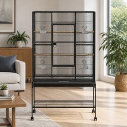 Premium Black Bird Cage Aviary with Easy Assembly