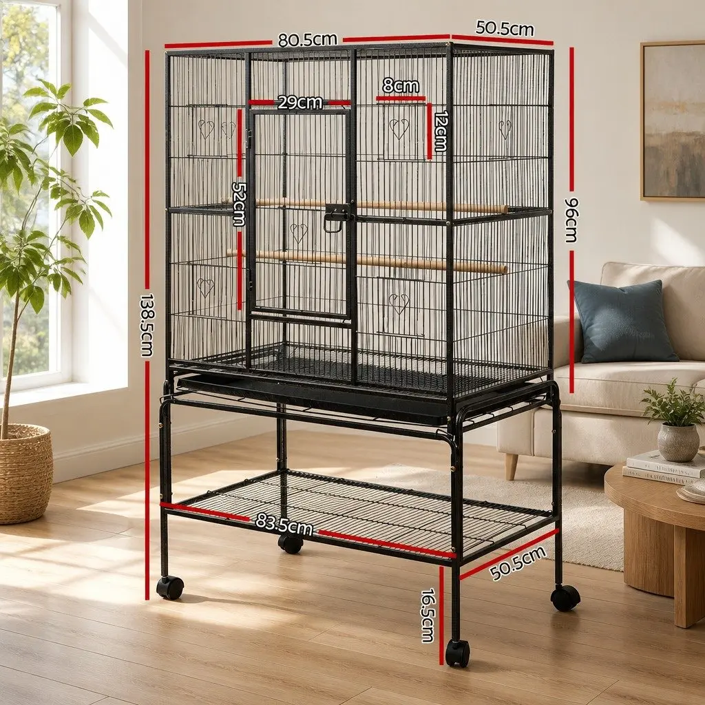 Bird Cage Powder-coated Wrought Iron 138cm Black