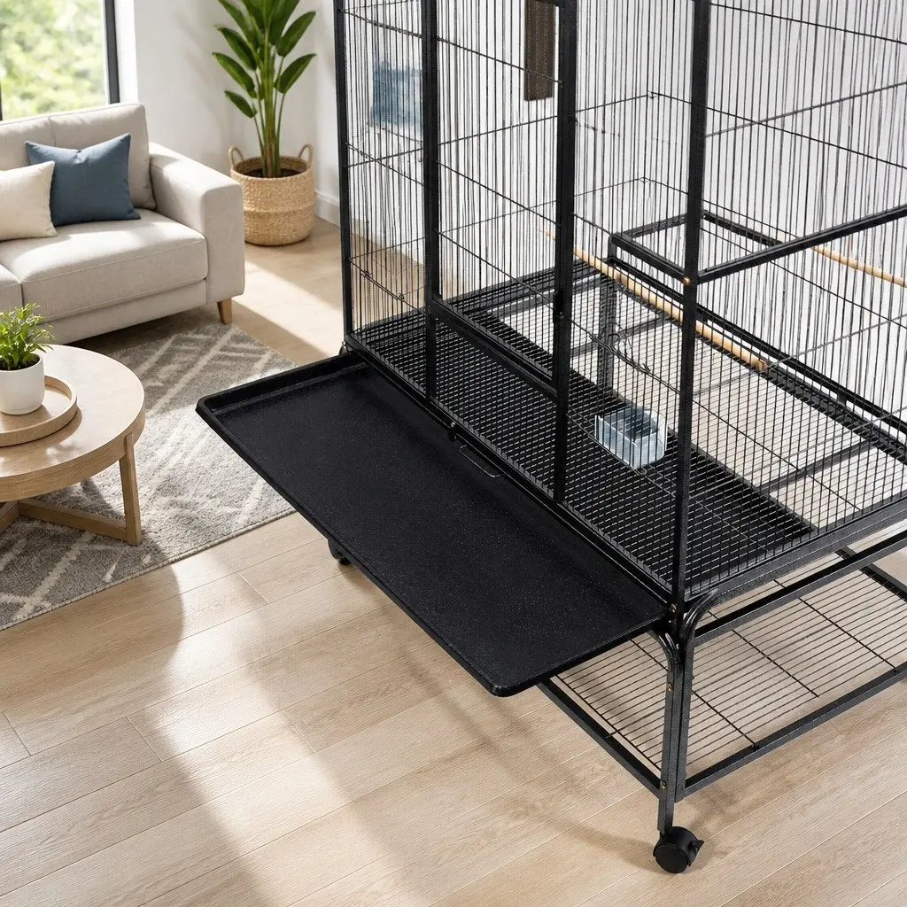 Bird Cage Powder-coated Wrought Iron 138cm Black