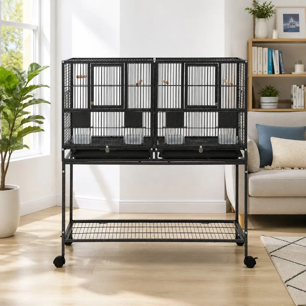 Bird Cage Aviary 106cm with Divider and Wheels