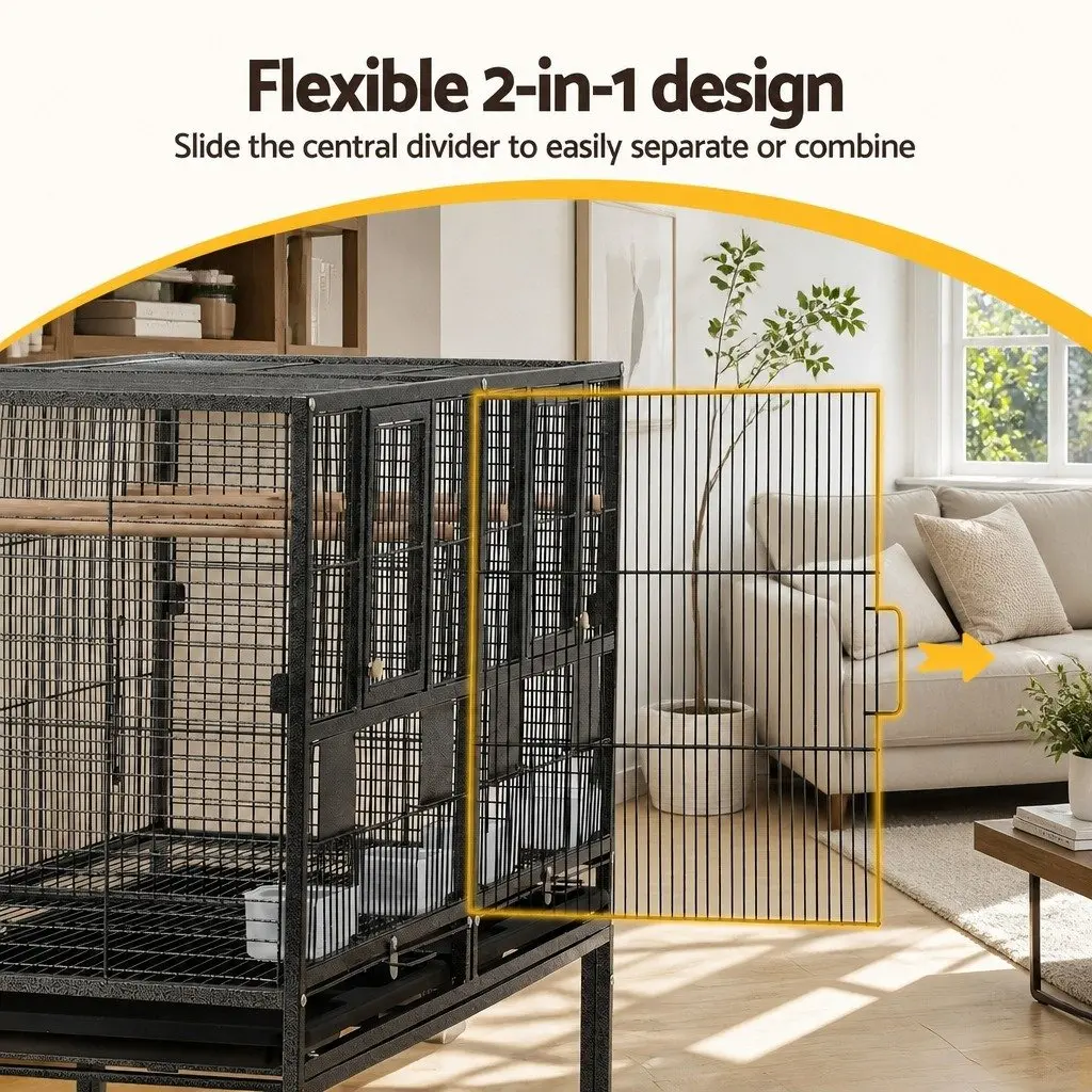 Bird Cage Aviary 106cm with Divider and Wheels