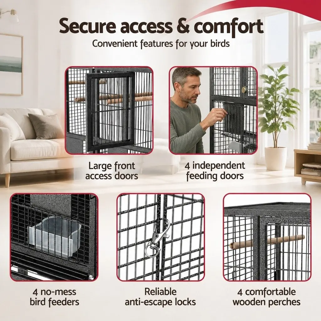 Bird Cage Aviary 106cm with Divider and Wheels