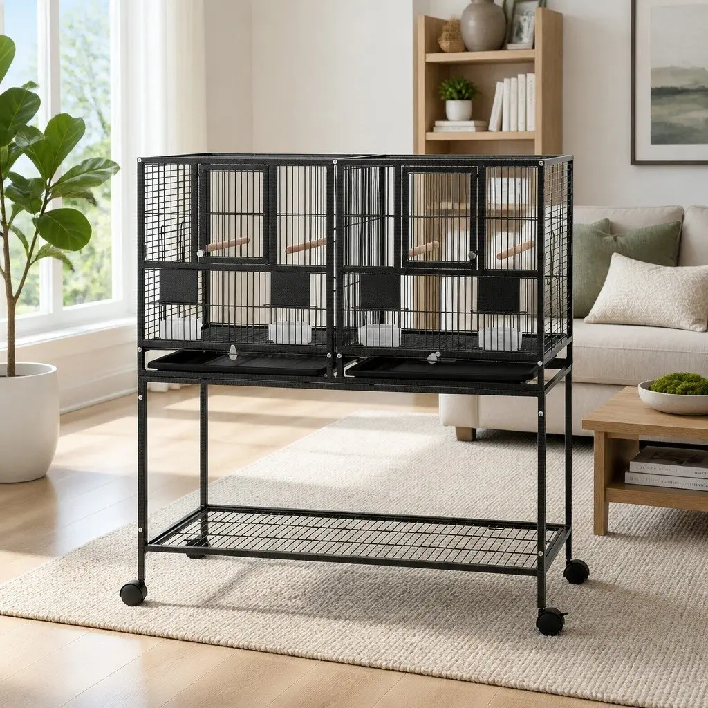 Bird Cage Aviary 106cm with Divider and Wheels