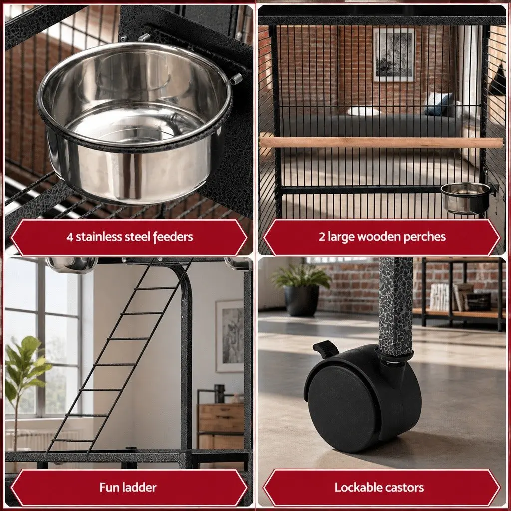 Bird Cage Wrought Iron Large 155cm Black