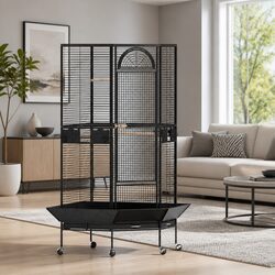 Premium Black Bird Cage for Parrots and Budgies