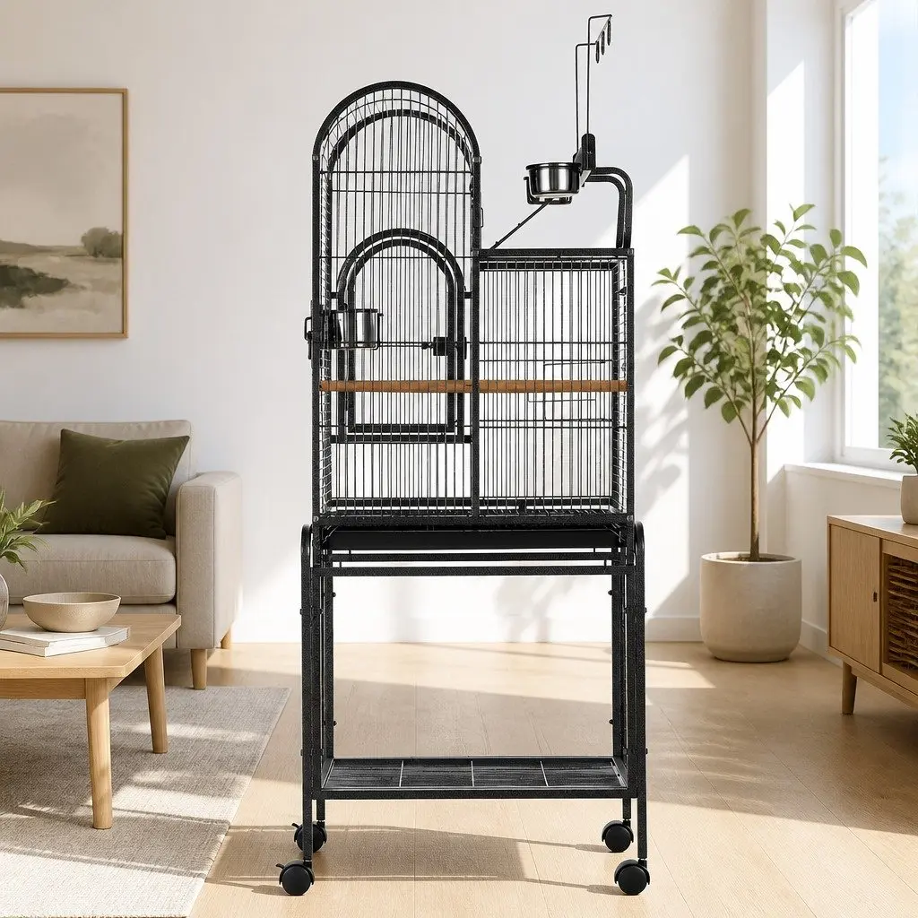Large Bird Cage Aviary 152.5cm Black Metal Frame