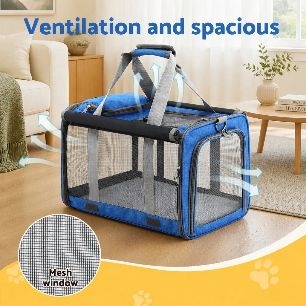 Pet Carrier Backpack Oxford Cloth 44cm x 32cm x 32cm Blue