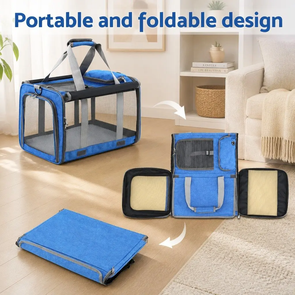 Pet Carrier Backpack Oxford Cloth 44cm x 32cm x 32cm Blue
