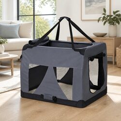 Durable Soft Pet Carrier Crate for Travel 121x80cm Grey