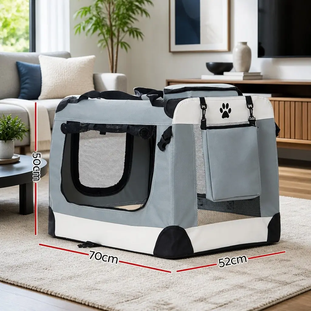 Pet Carrier Soft Crate 600D Oxford Cloth 70x52cm Large Blue