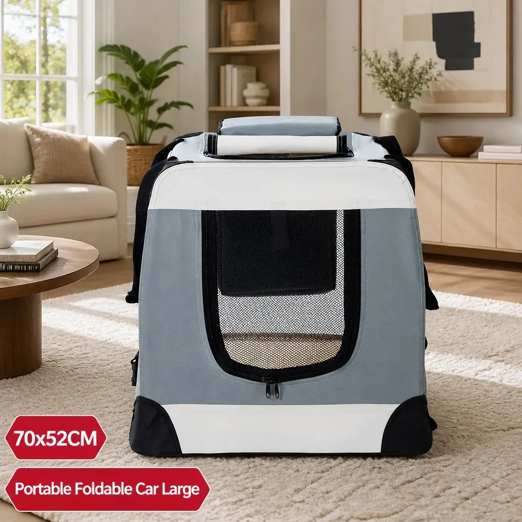 Pet Carrier Soft Crate 600D Oxford Cloth 70x52cm Large Blue