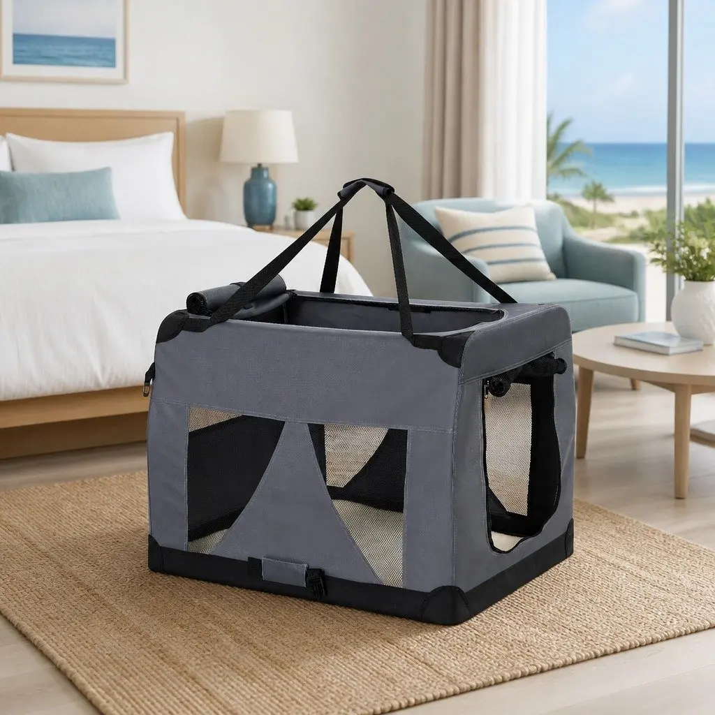 Grey Soft Pet Carrier for Dogs and Cats 60x42cm