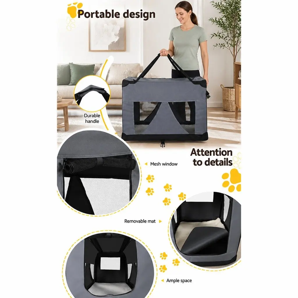 Pet Carrier 600D Oxford Cloth 82x58cm Grey