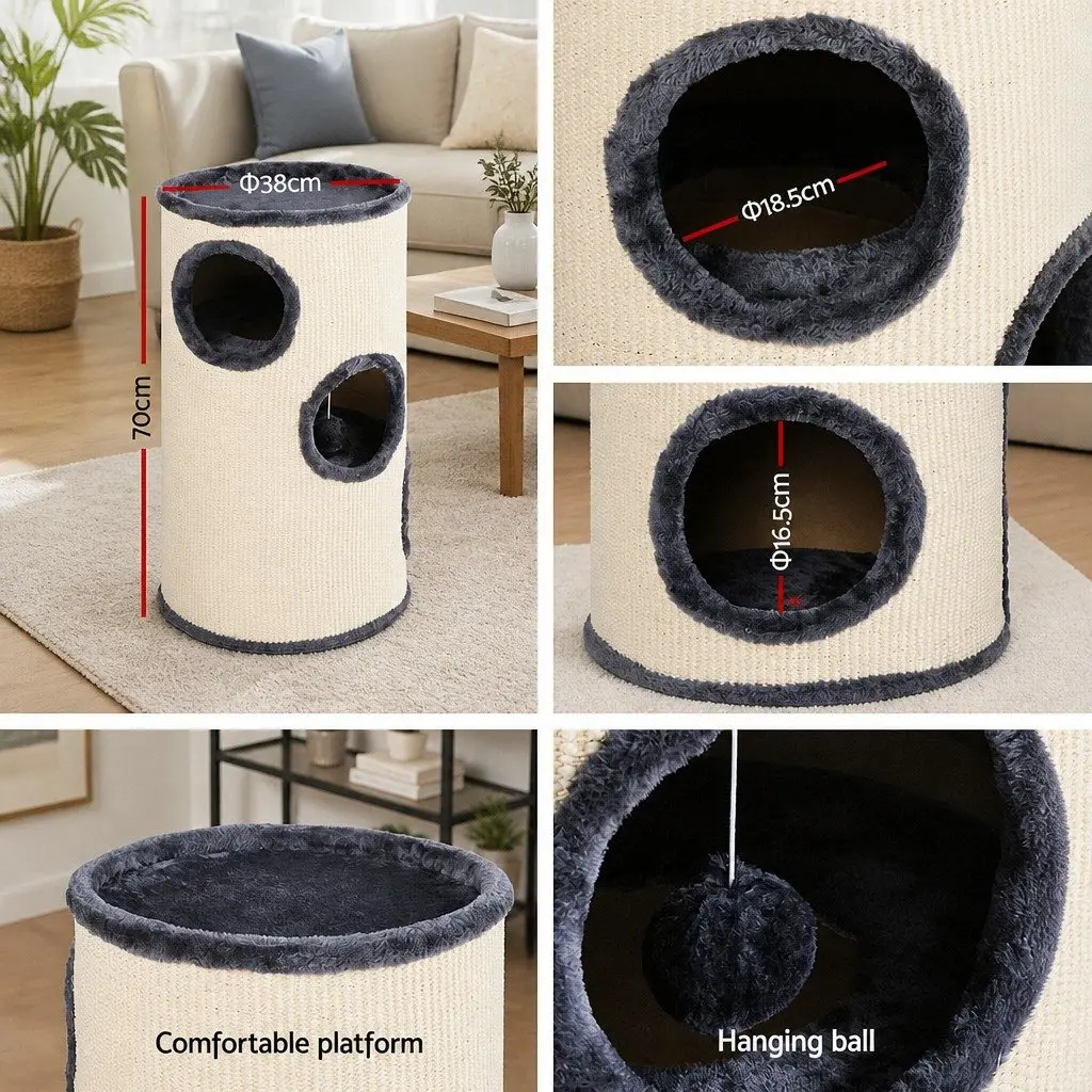 Multi-Level Cat Tree 70cm with Hideouts and Toys