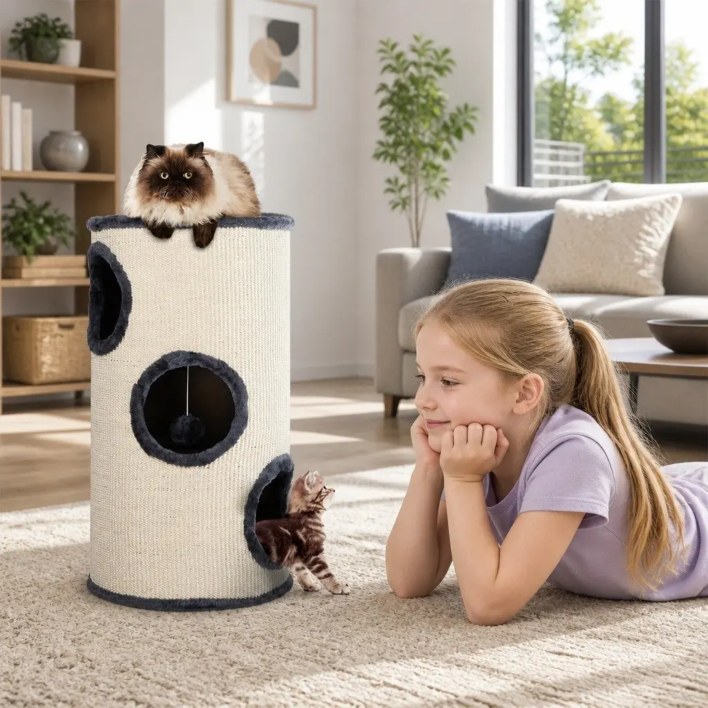 Multi-Level Cat Tree 70cm with Hideouts and Toys