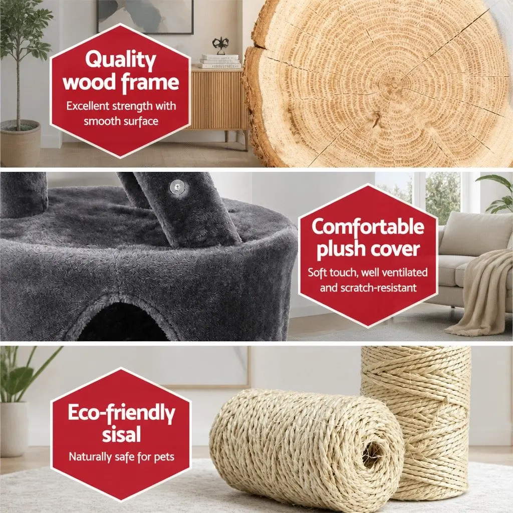 Cat Tree Tower 120cm with Scratching Post and Hammock