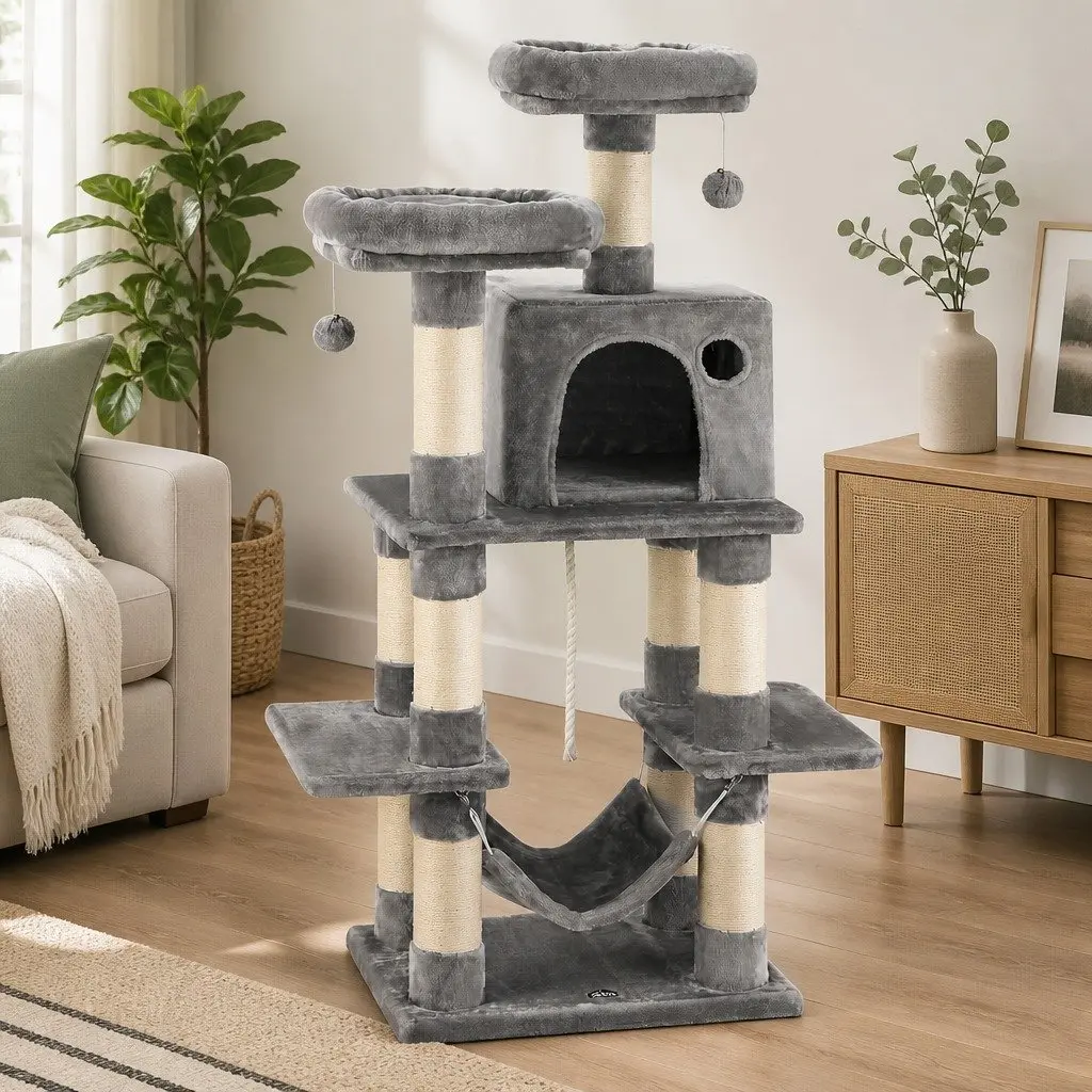 145cm Cat Tree Tower with Multi-Level Scratching Post