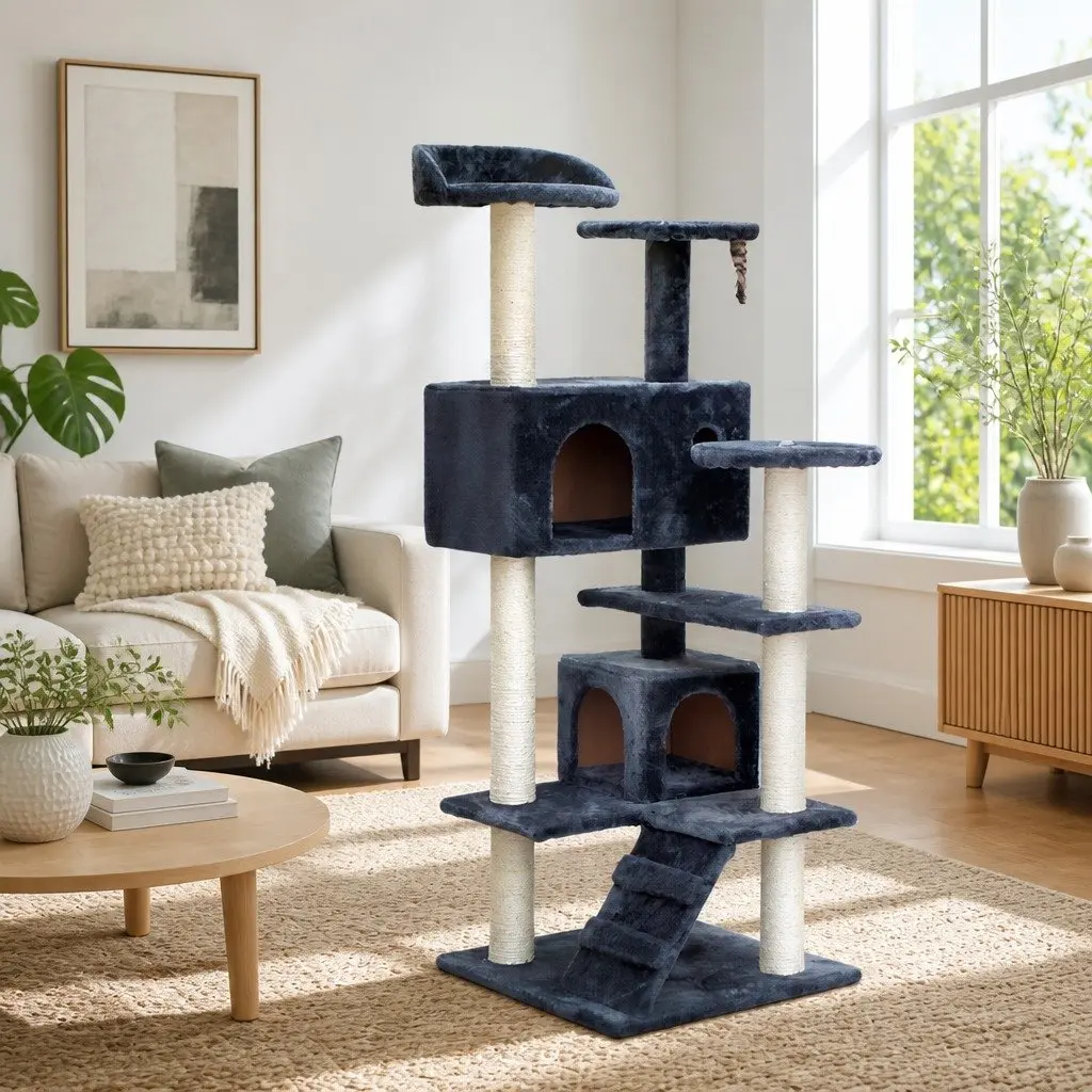 134cm Cat Tree with Plush Bed and Scratching Post