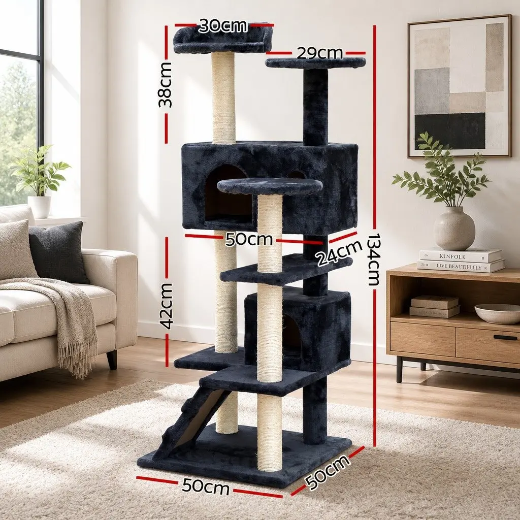 134cm Cat Tree with Plush Bed and Scratching Post