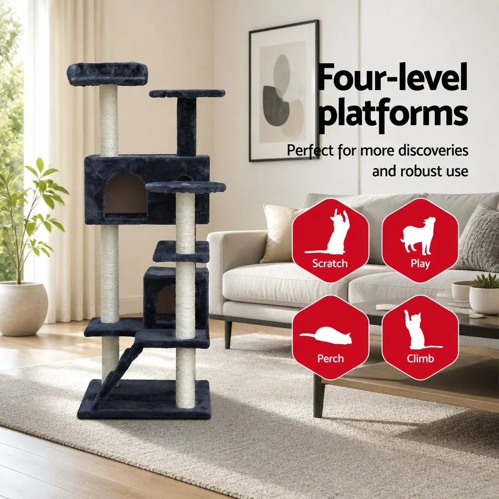 134cm Cat Tree with Plush Bed and Scratching Post