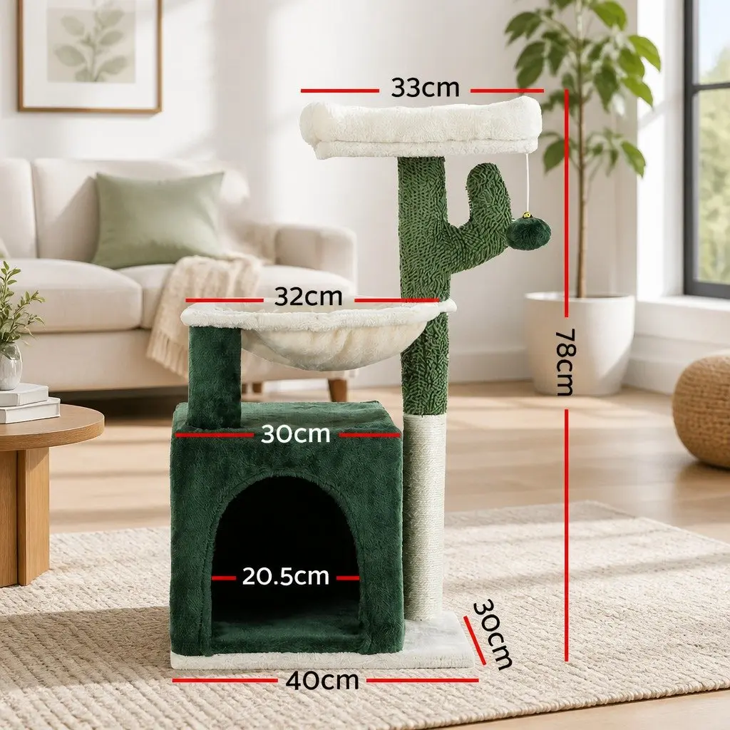 Multi-Level Green Cat Scratching Post Tower 78cm