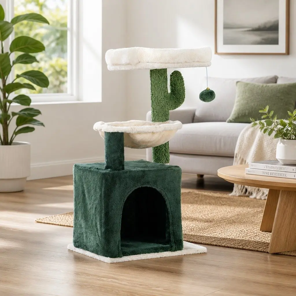 Multi-Level Green Cat Scratching Post Tower 78cm