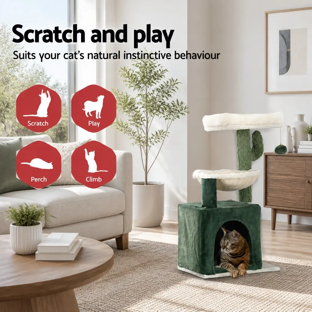 Multi-Level Green Cat Scratching Post Tower 78cm