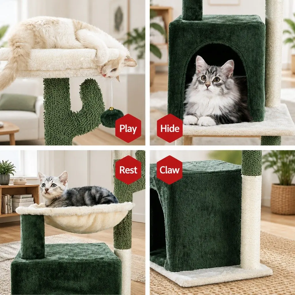 Multi-Level Green Cat Scratching Post Tower 78cm