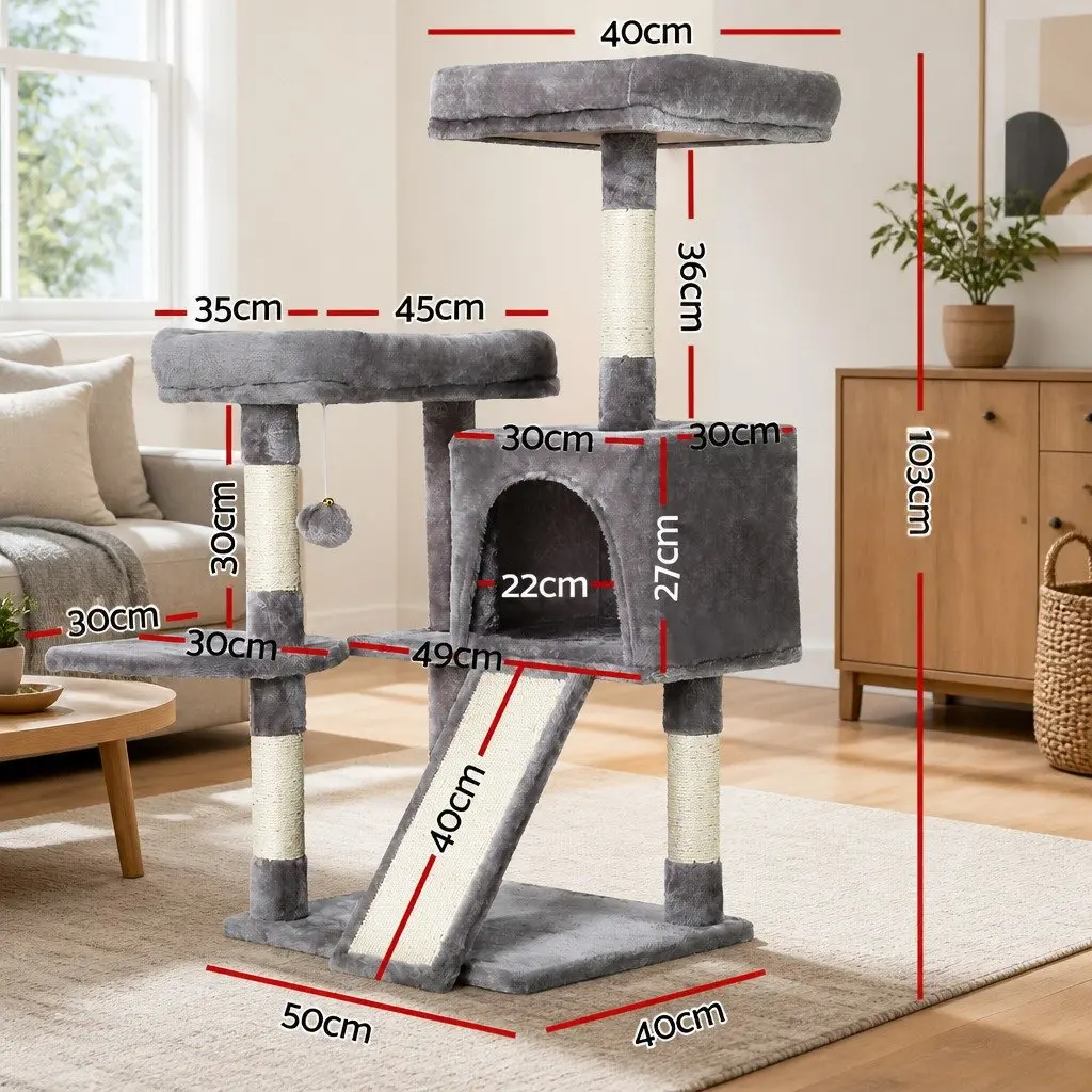 Multi-Level Cat Tree with Scratching Posts Grey