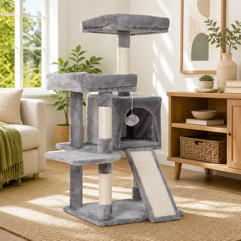 Multi-Level Cat Tree with Scratching Posts Grey