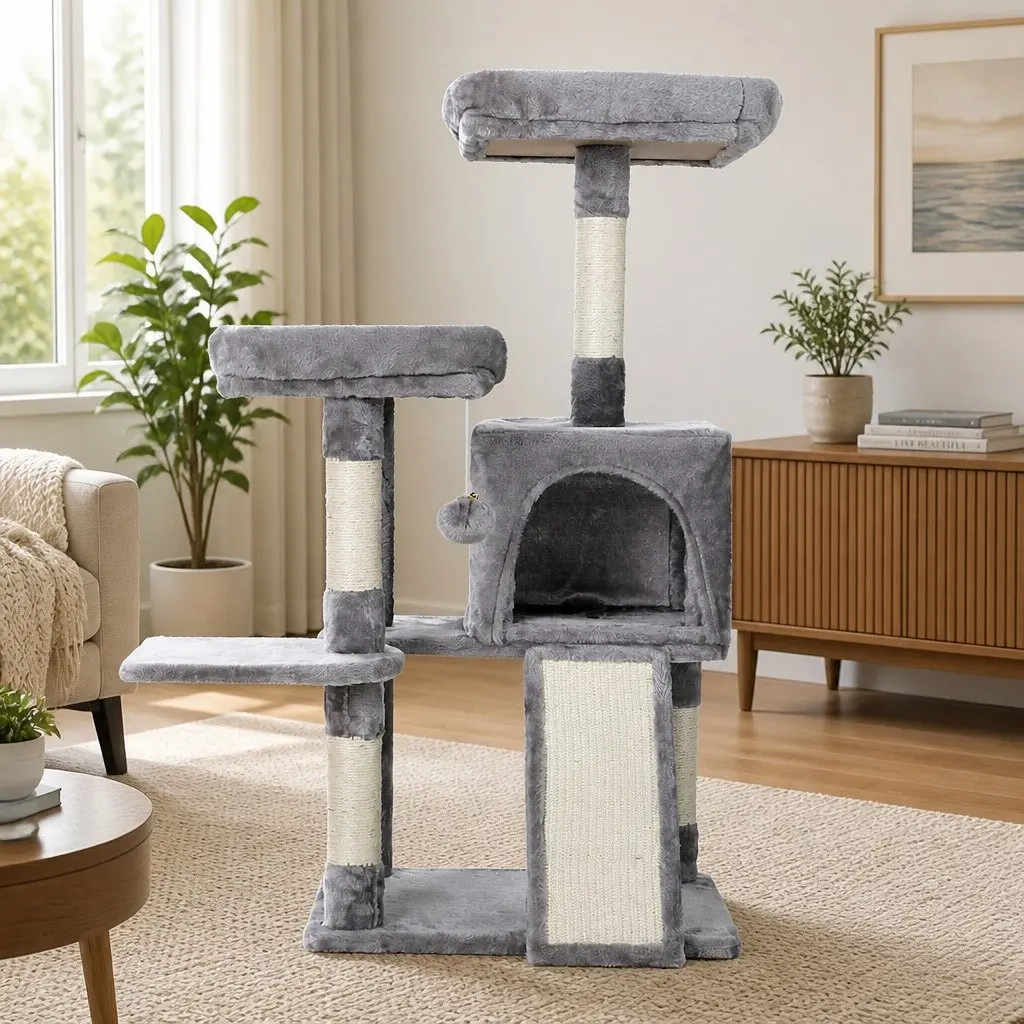 Multi-Level Cat Tree with Scratching Posts Grey