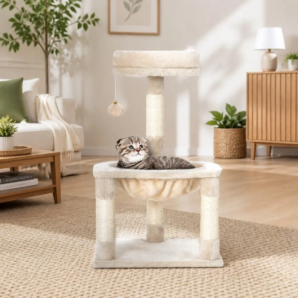 Cat Scratching Post Tree Tower with Hammock