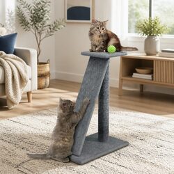 Cat Scratching Post Tower 82cm Grey Condo Tree Climbing House Ramp Perch