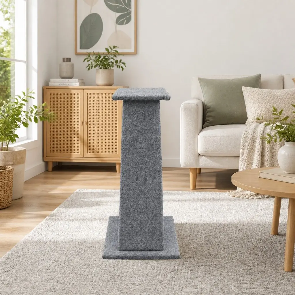 82cm Grey Cat Scratching Post Tower with Ramp