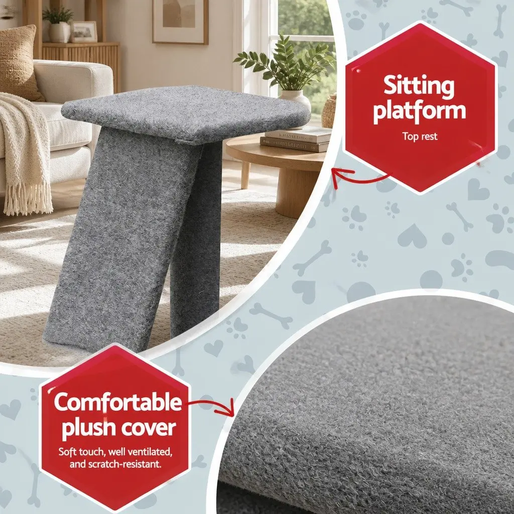 82cm Grey Cat Scratching Post Tower with Ramp