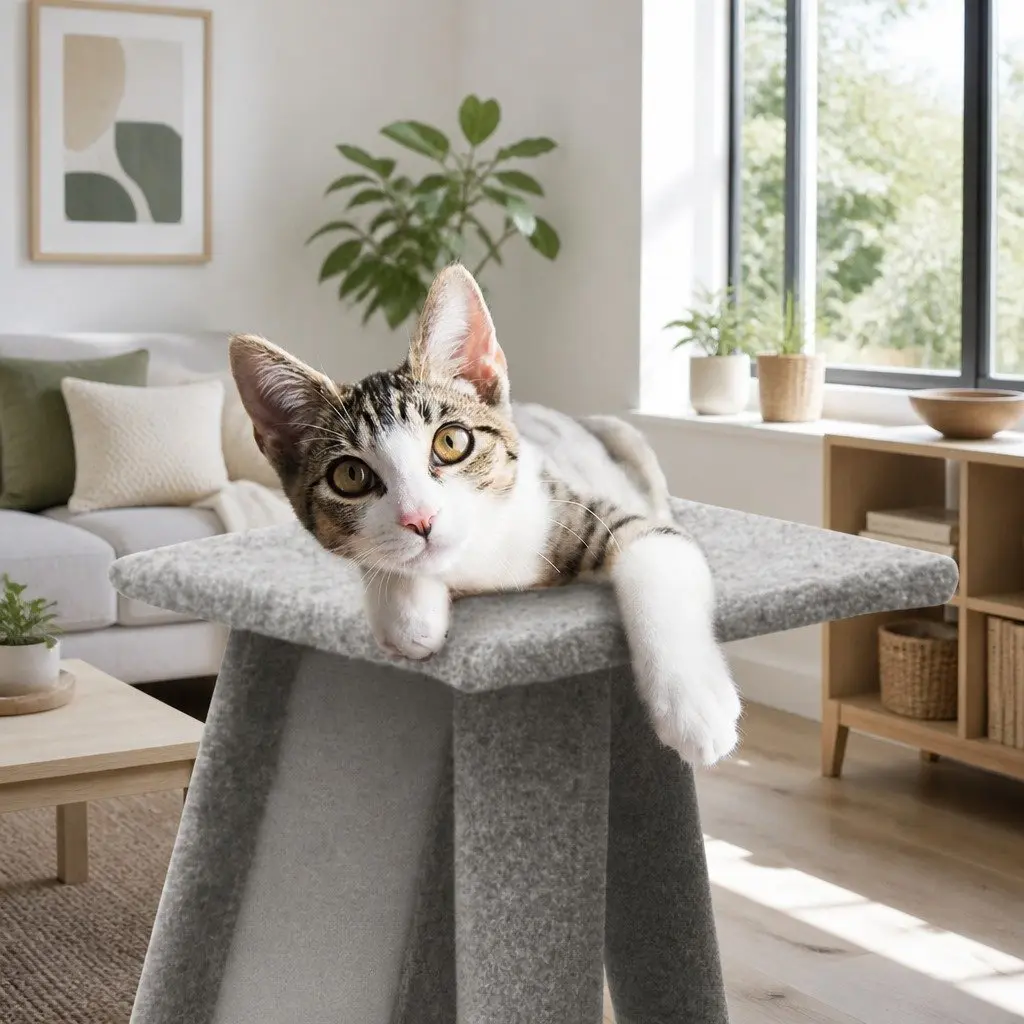 82cm Grey Cat Scratching Post Tower with Ramp