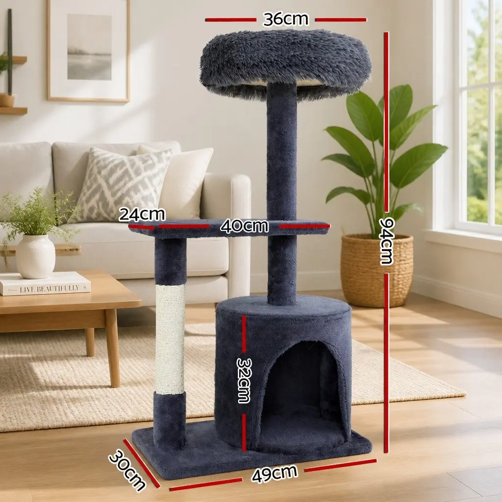 Multi-Level Cat Tree 94cm with Scratching Post and Condo
