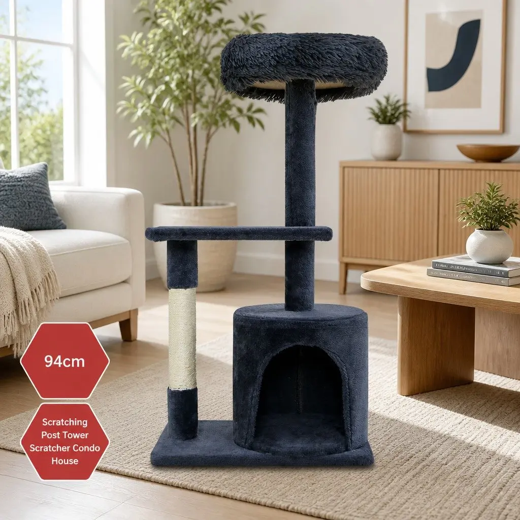 Multi-Level Cat Tree 94cm with Scratching Post and Condo