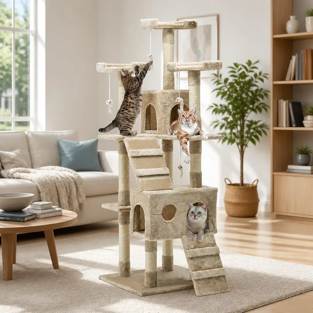 Multi-Level Cat Tower 180cm with Scratching Posts