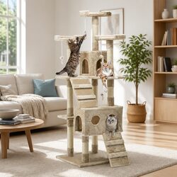 Multi-Level Cat Tower 180cm with Scratching Posts