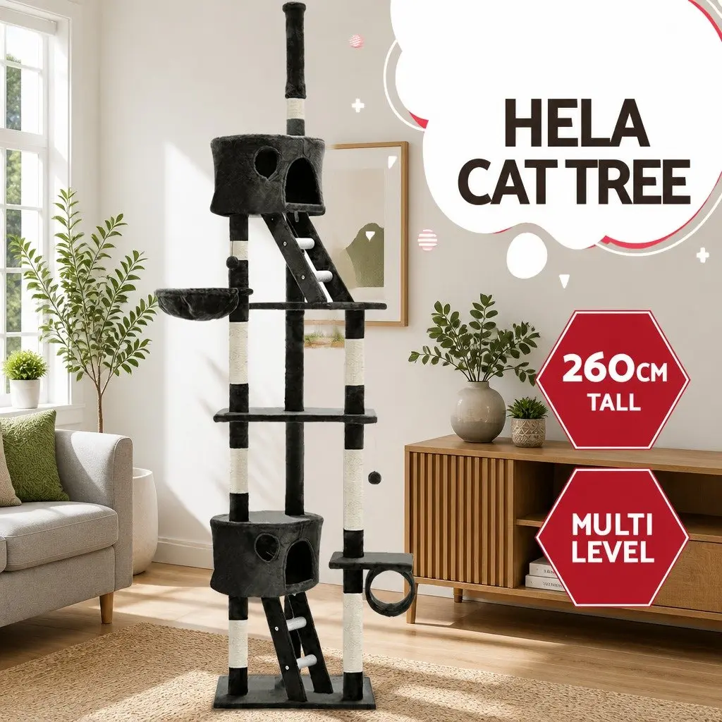 260cm Cat Tree Tower with Multi-Level Platforms