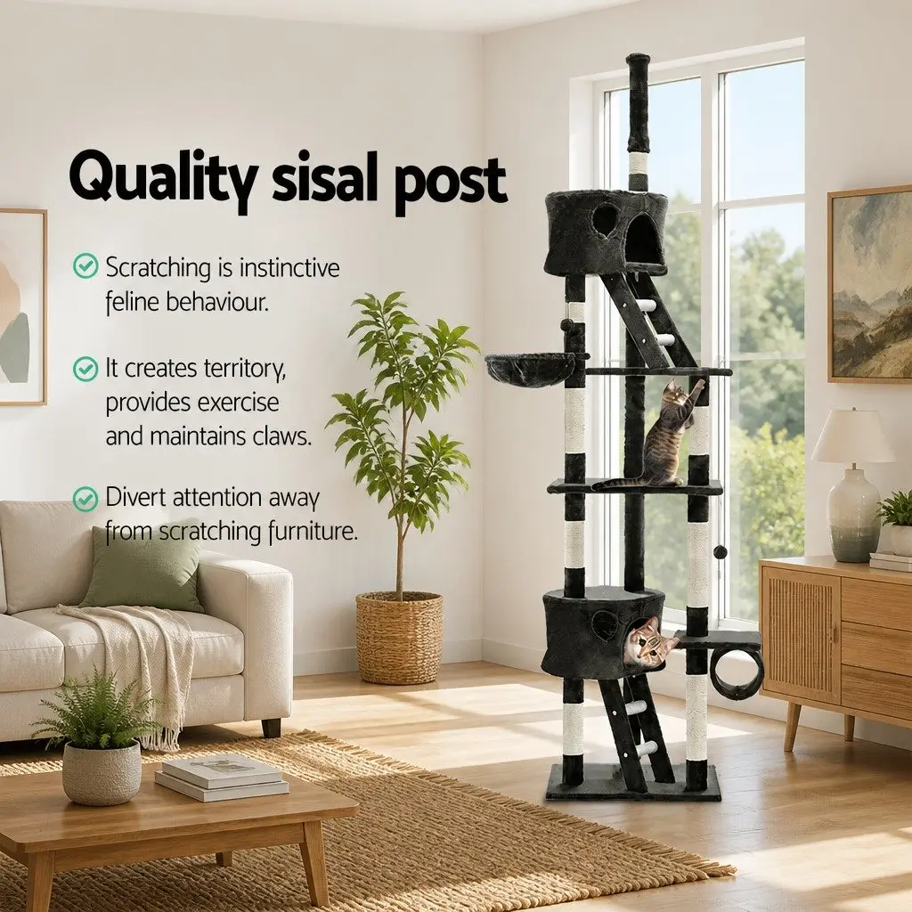 260cm Cat Tree Tower with Multi-Level Platforms