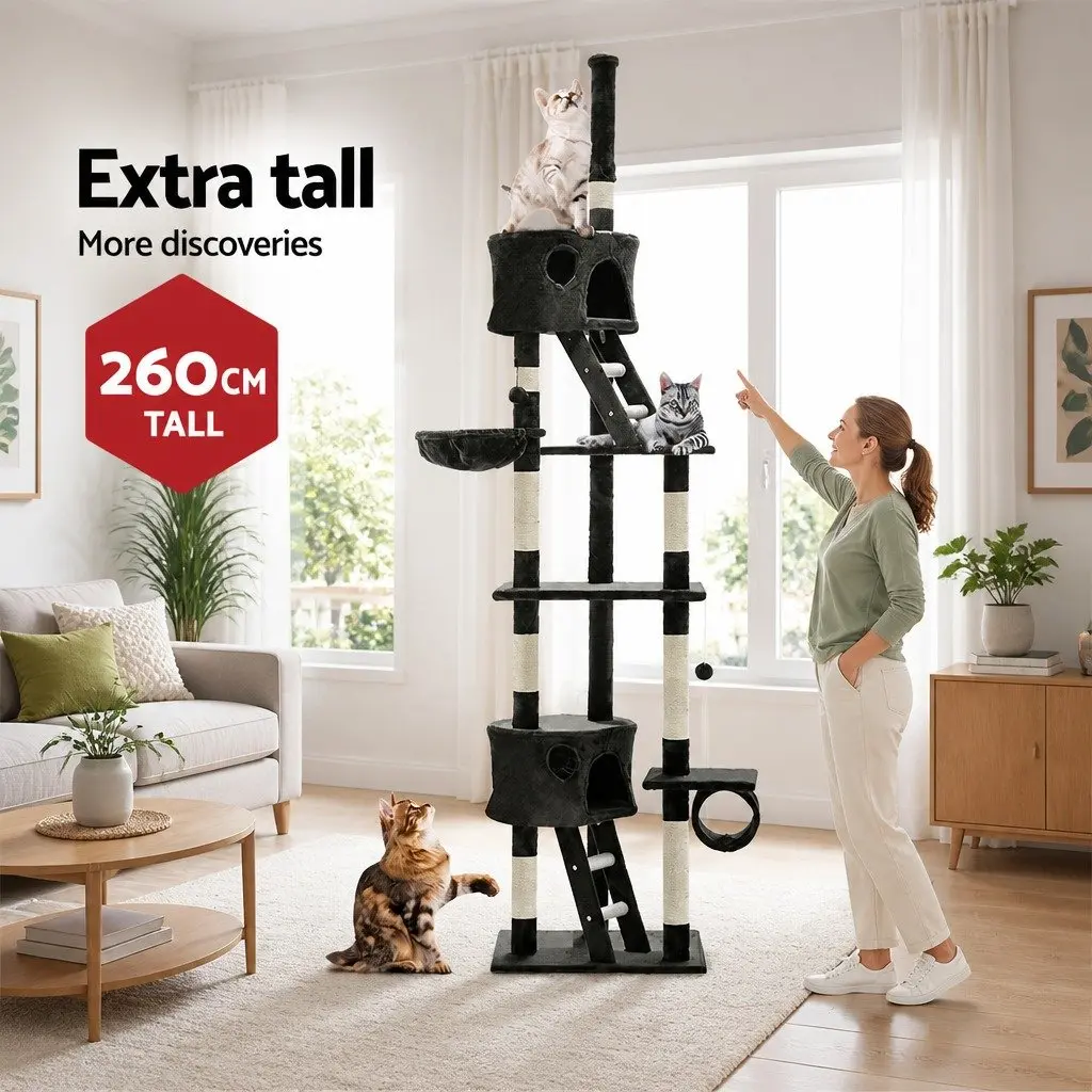 260cm Cat Tree Tower with Multi-Level Platforms