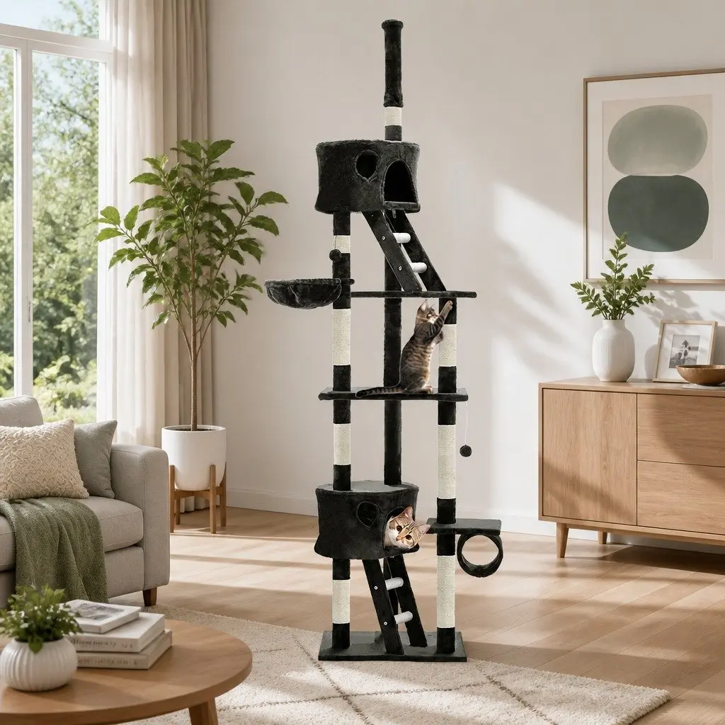 260cm Cat Tree Tower with Multi-Level Platforms