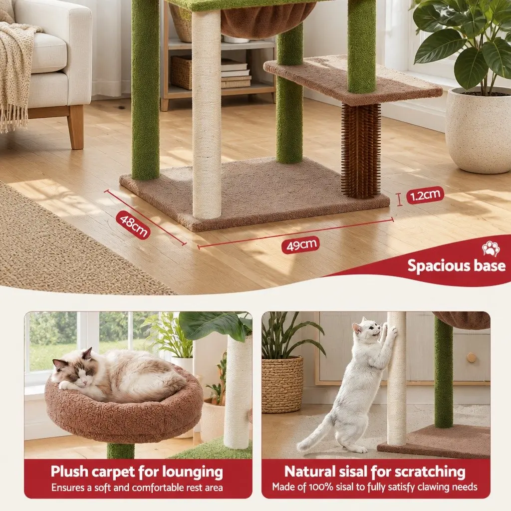 Cat Tree Tower Natural Sisal 152cm Green Brown