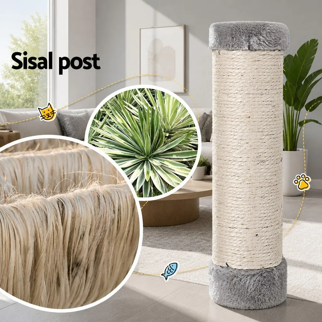 Cat Tree Tower Scratching Post Condo 161cm Particleboard Plush Velvet Light Grey