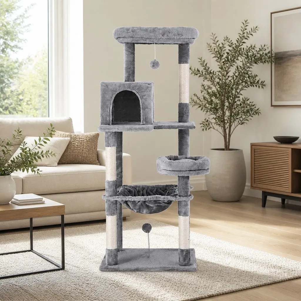 Multi-Level Cat Tree with Scratching Post 143cm